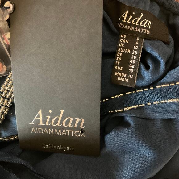 Aidan Mattox Sequin Backless Mini Sheath Cocktail Dress Blue Multi Color Size 6 - Picture 8 of 11